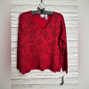 Red Shimmer Floral Sweater
